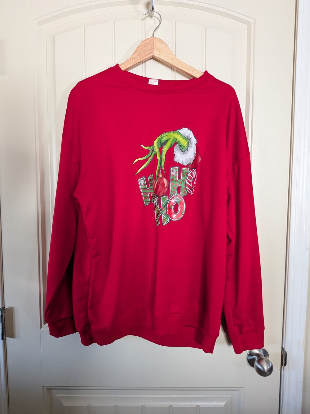 Red Grinch Holiday Sweatshirt - Ho Ho Ho